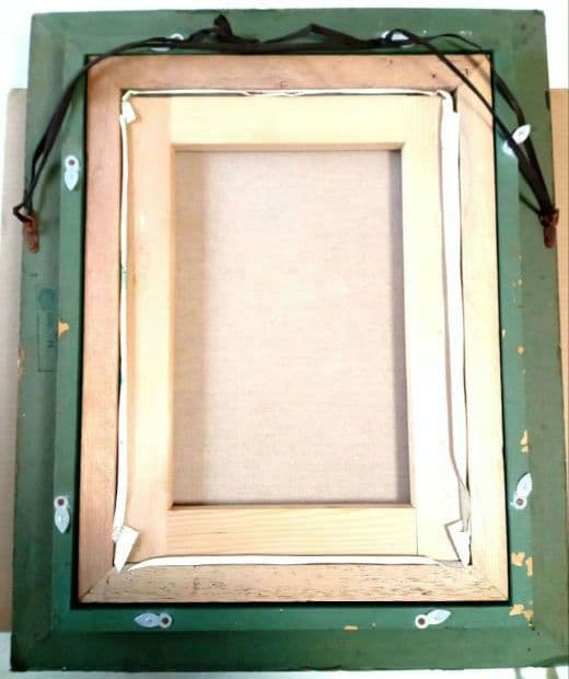 油彩画【 F4 】【蝶】ヴィンテージ アンティーク 額縁