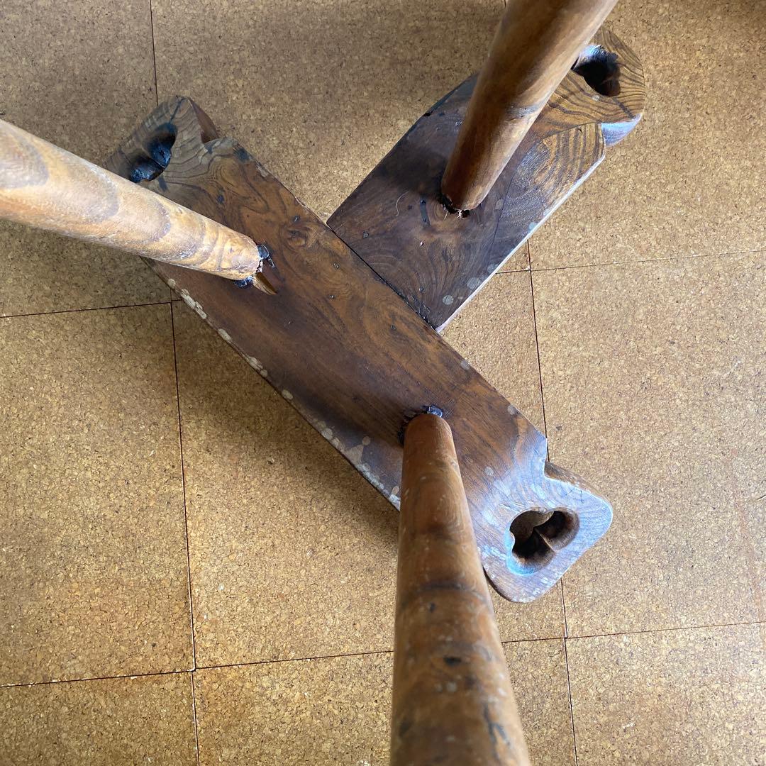 アンティーク 三脚木製スツール 飾り棚 花台