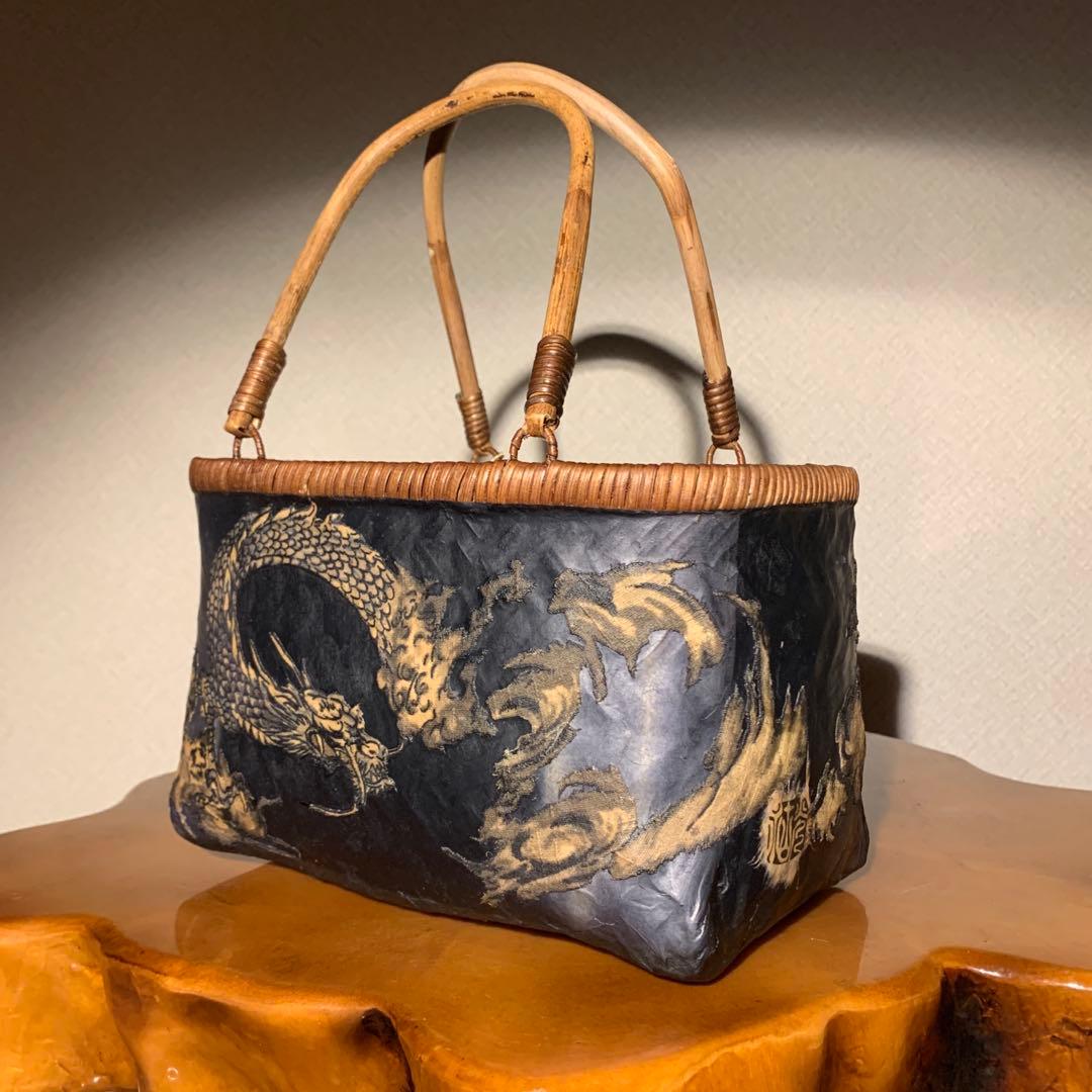 た*ん様 ＊一閑張りバッグ（龍神）柿渋染