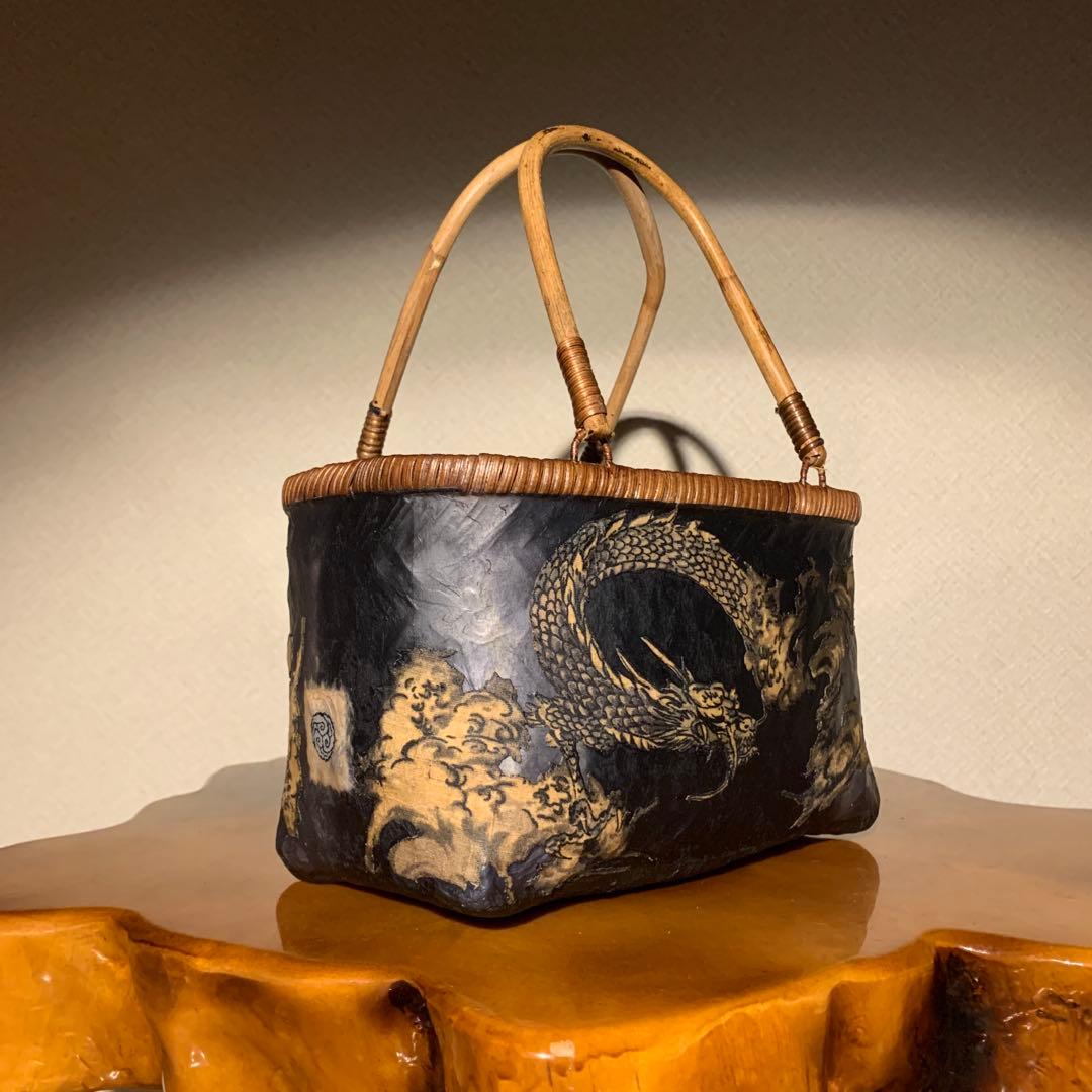た*ん様 ＊一閑張りバッグ（龍神）柿渋染