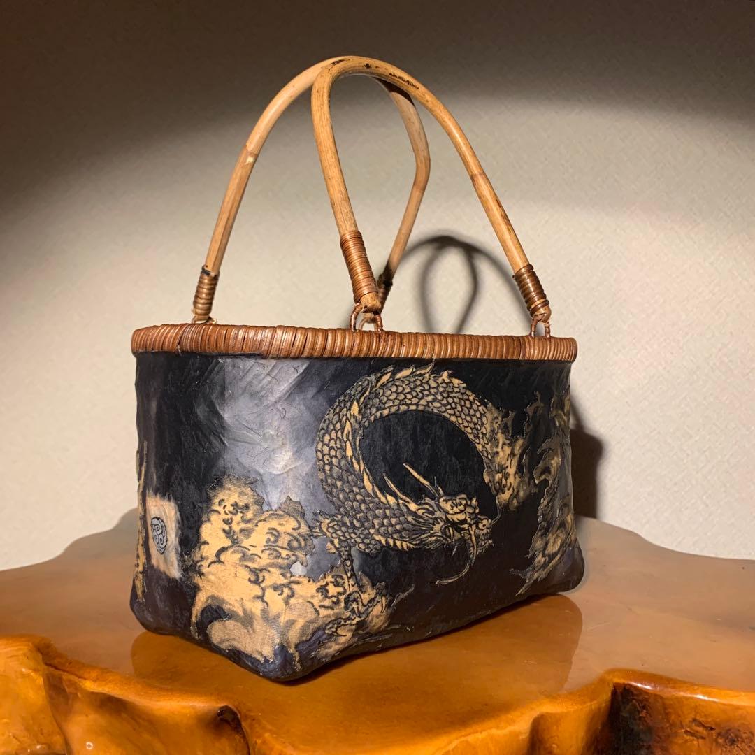 た*ん様 ＊一閑張りバッグ（龍神）柿渋染