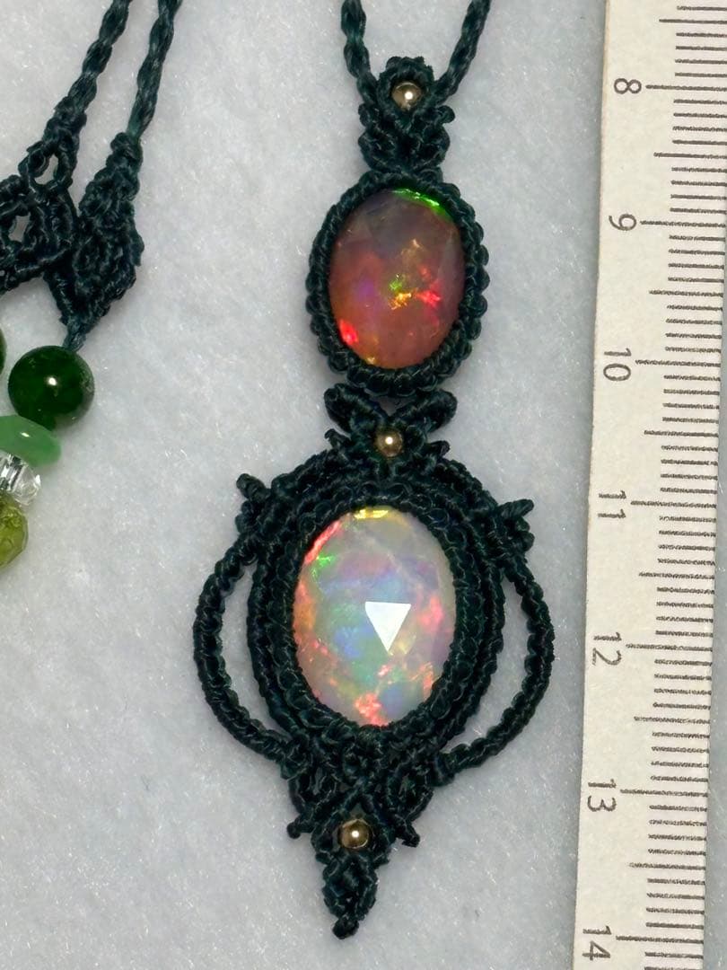 ◆ダブル オパール◆マクラメ編みペンダント