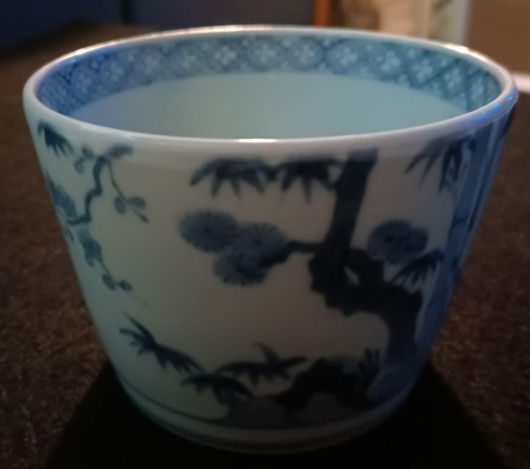 【古伊万里】染付松竹梅　蕎麦猪口　二重角福　江戸時代