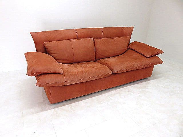 希少品 イタリア製 Giovanni Erba & Co. 本革3人掛けソファ