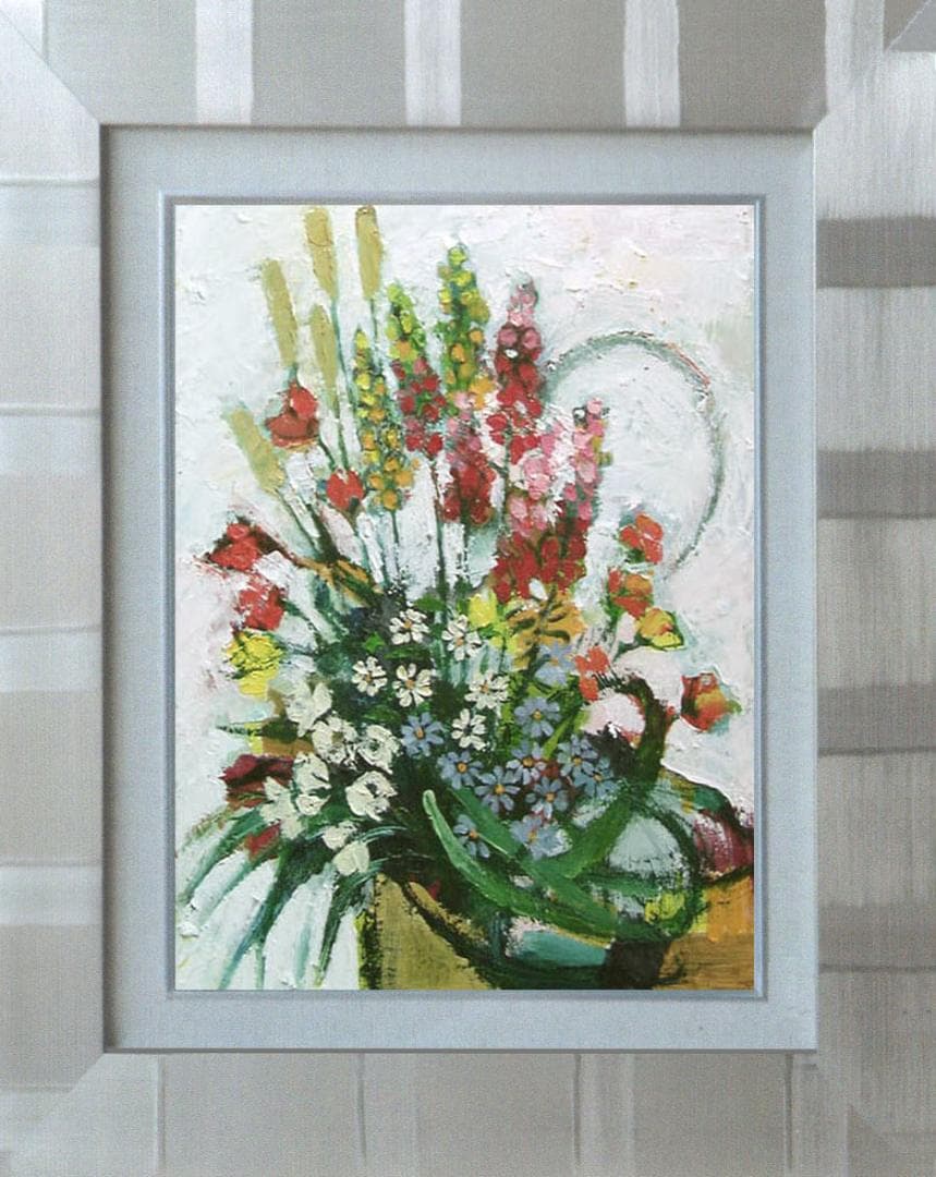 油絵 菅家令子 絵 絵画 インテリア 額付(黒) uF6-111202 花