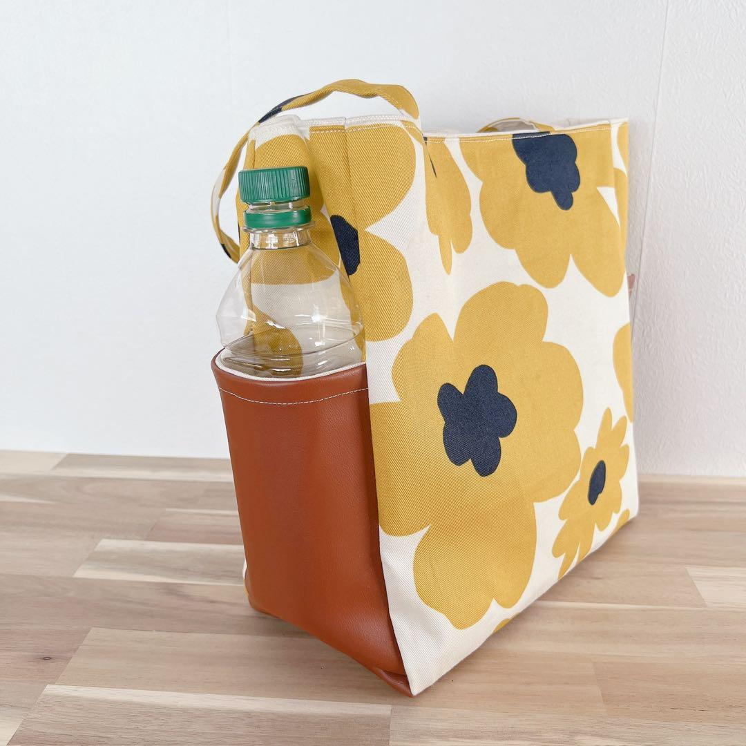 A4対応 花柄トート 合皮 自立 大容量 肩掛けOK【送料無料】