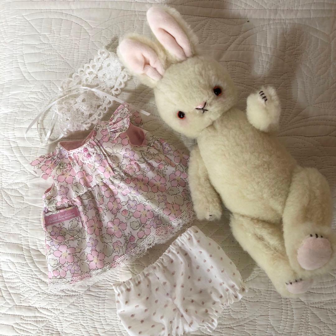 ハンドメイド　たち耳うさぎちゃん　アルパカ&ウールのぬいぐるみ