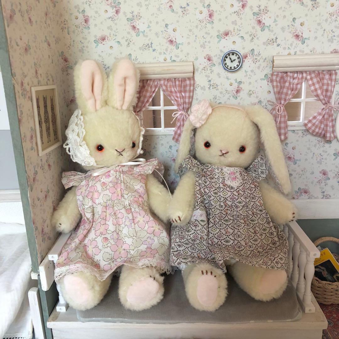 ハンドメイド　たち耳うさぎちゃん　アルパカ&ウールのぬいぐるみ
