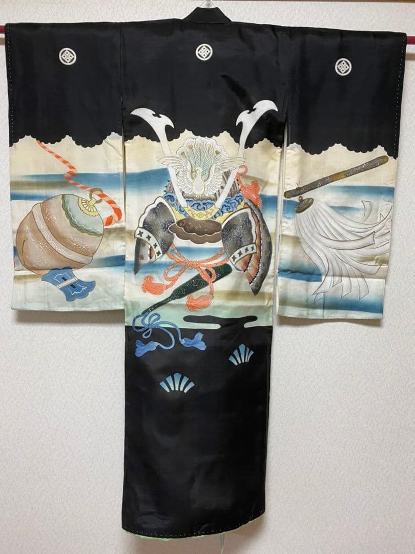 No.157アンティーク子供着物正絹七五三男の子着丈99センチ裄丈40センチ