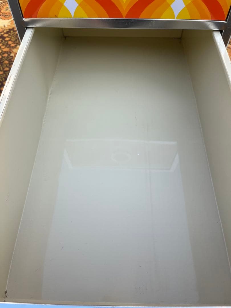 ② レトロポップ 収納ケース インテリア 当時物 昭和レトロ オレンジ3段ケース