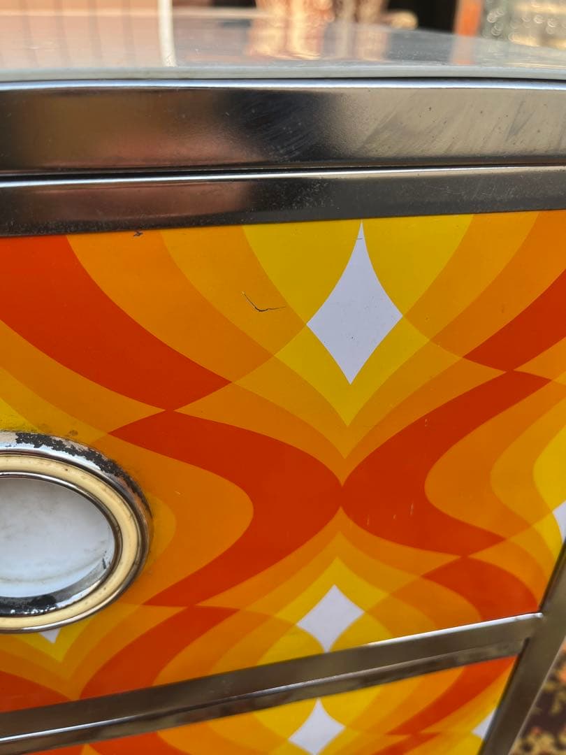 ② レトロポップ 収納ケース インテリア 当時物 昭和レトロ オレンジ3段ケース