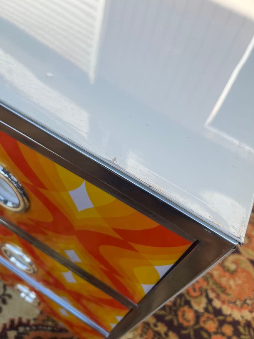 ② レトロポップ 収納ケース インテリア 当時物 昭和レトロ オレンジ3段ケース