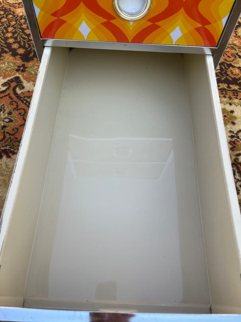 ② レトロポップ 収納ケース インテリア 当時物 昭和レトロ オレンジ3段ケース