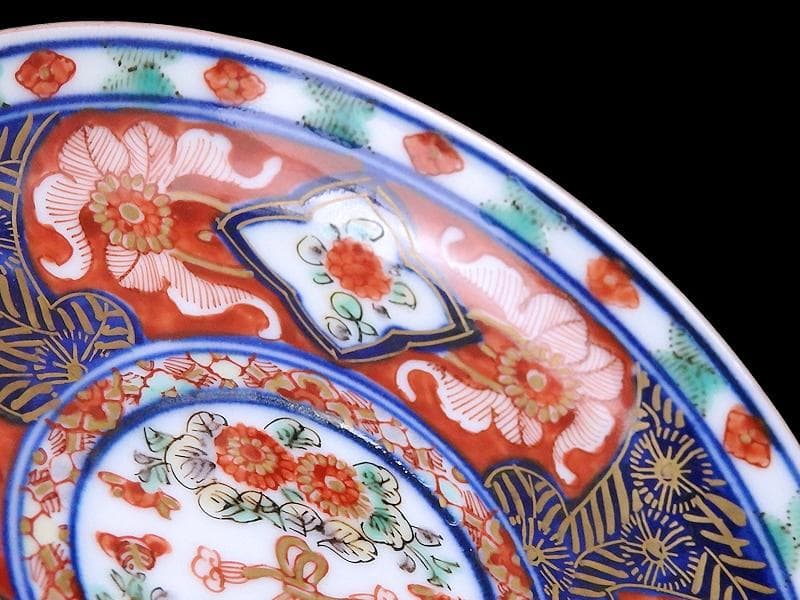 大聖寺伊万里　金襴手　窓絵　花の図　４寸皿　N917AS-fbus