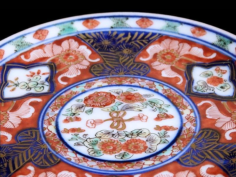 大聖寺伊万里　金襴手　窓絵　花の図　４寸皿　N917AS-fbus
