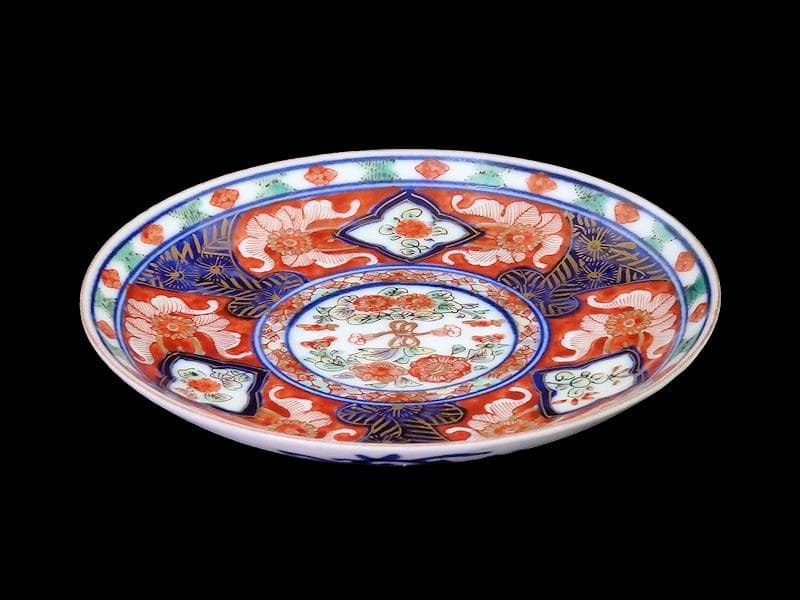 大聖寺伊万里　金襴手　窓絵　花の図　４寸皿　N917AS-fbus