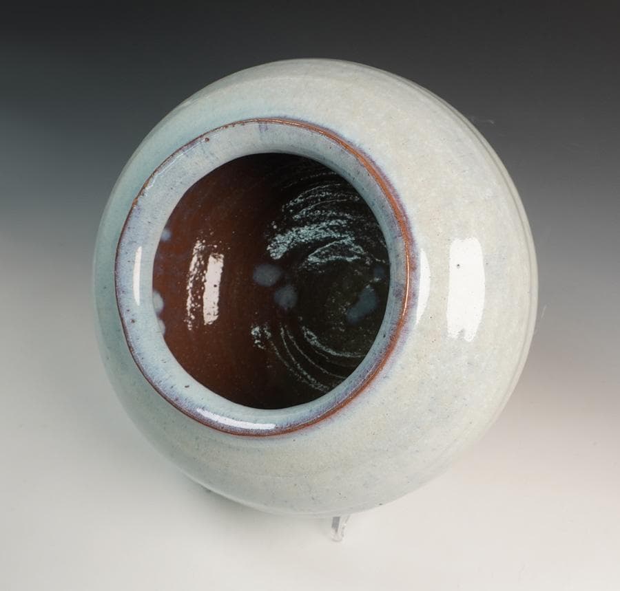 吉賀将夫 萩 窯変平壷 共箱 壺 花器