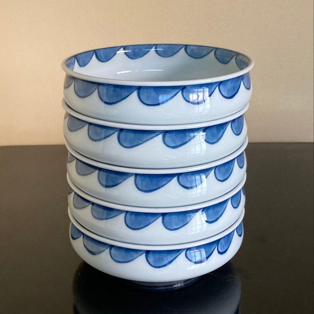 有田焼 古伊万里 源右衛門窯 染付 桐花見込 五三桐 小鉢 5客揃