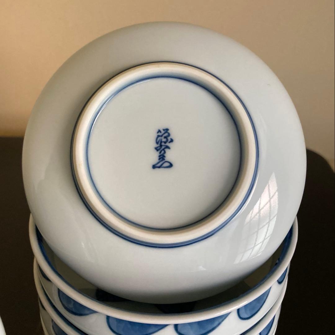 有田焼 古伊万里 源右衛門窯 染付 桐花見込 五三桐 小鉢 5客揃