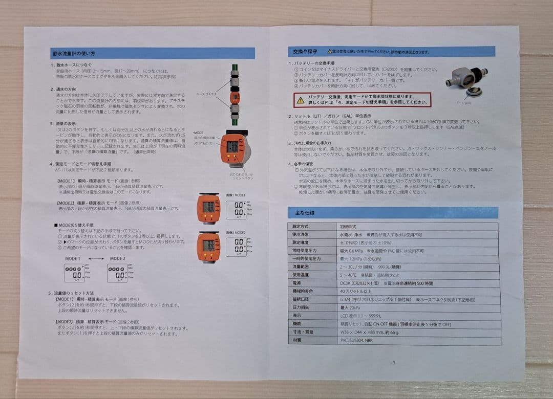 節水流量計 Water Saver AS-111 本体+継手