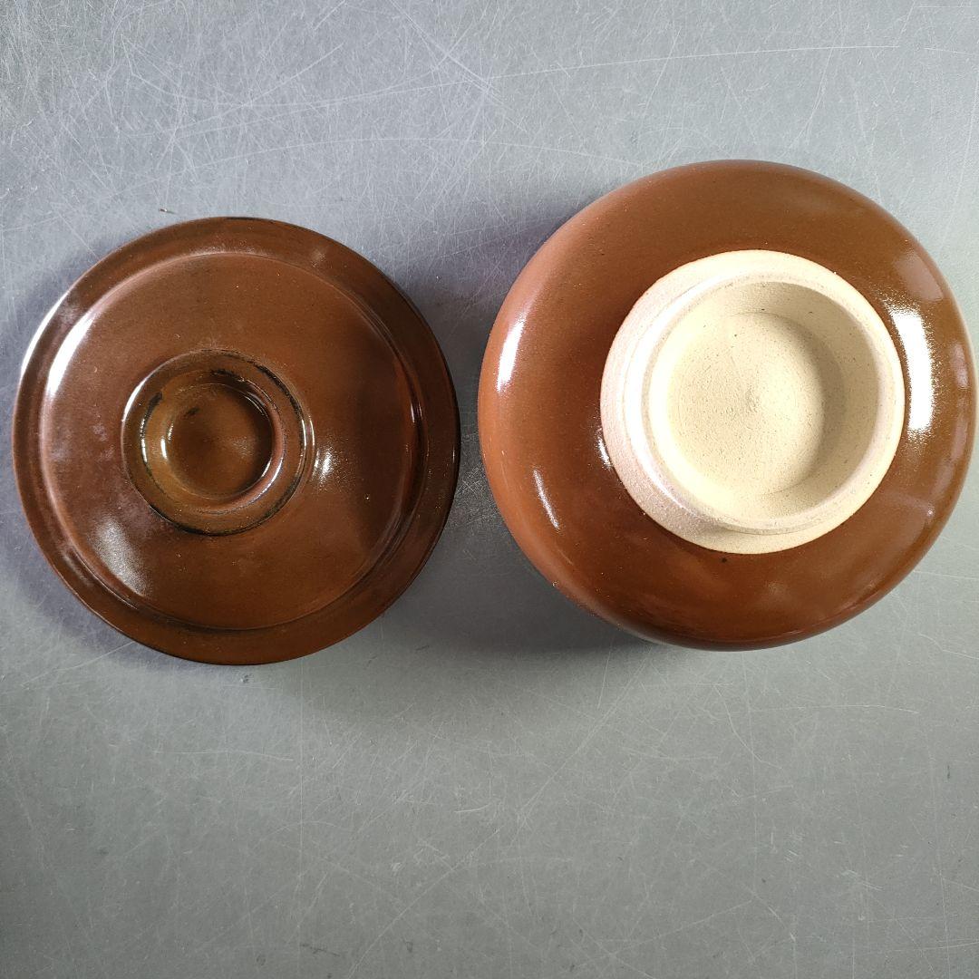 A1130-4/永福窯/小山岑一 造/柿釉蓋向付6客/共箱/蓋碗/蓋物/茶碗/