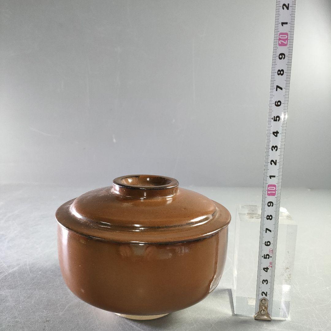A1130-4/永福窯/小山岑一 造/柿釉蓋向付6客/共箱/蓋碗/蓋物/茶碗/