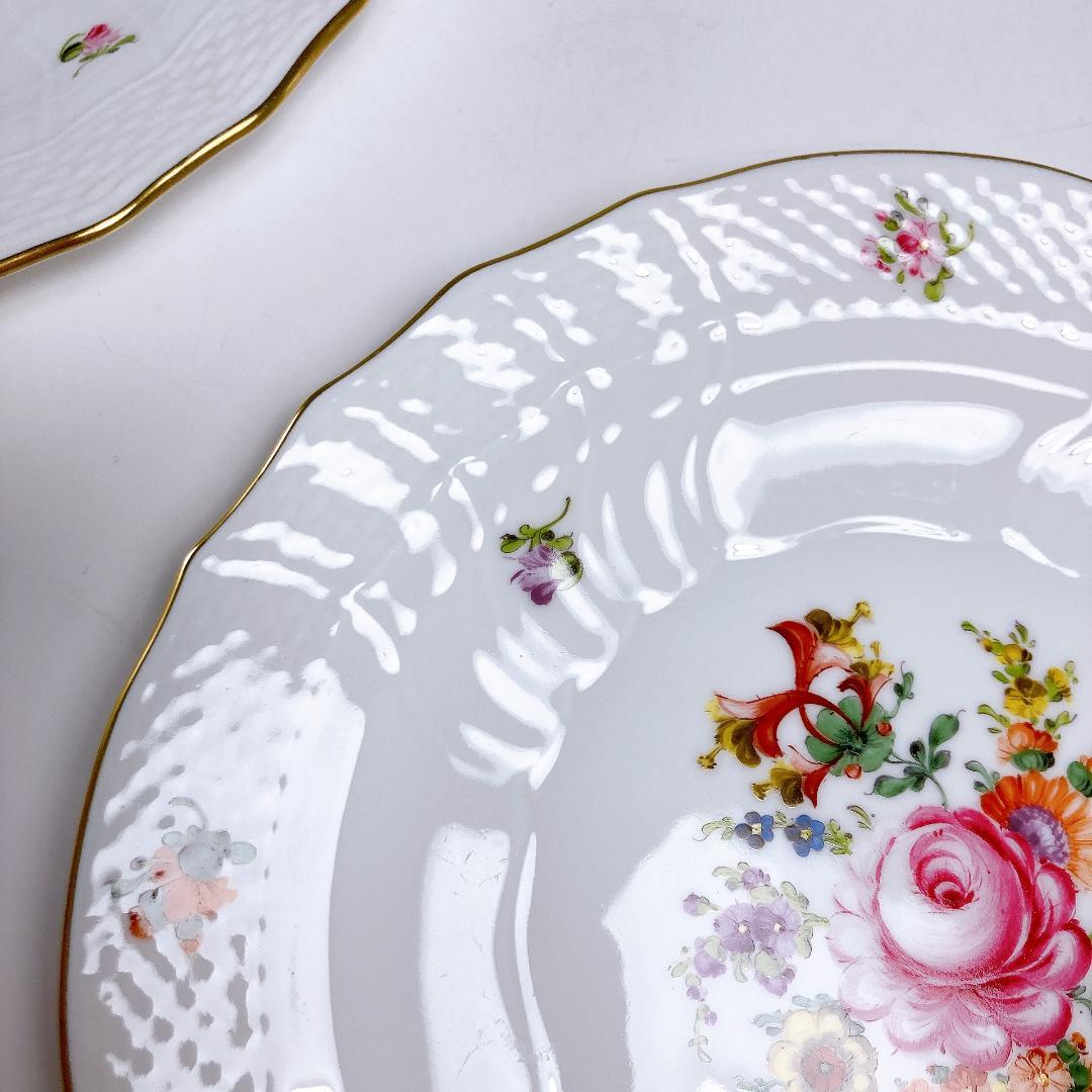 ヘレンド ヘレンドブーケ（フラワーブーケ）プレート（約18㎝）2枚　ケーキ皿