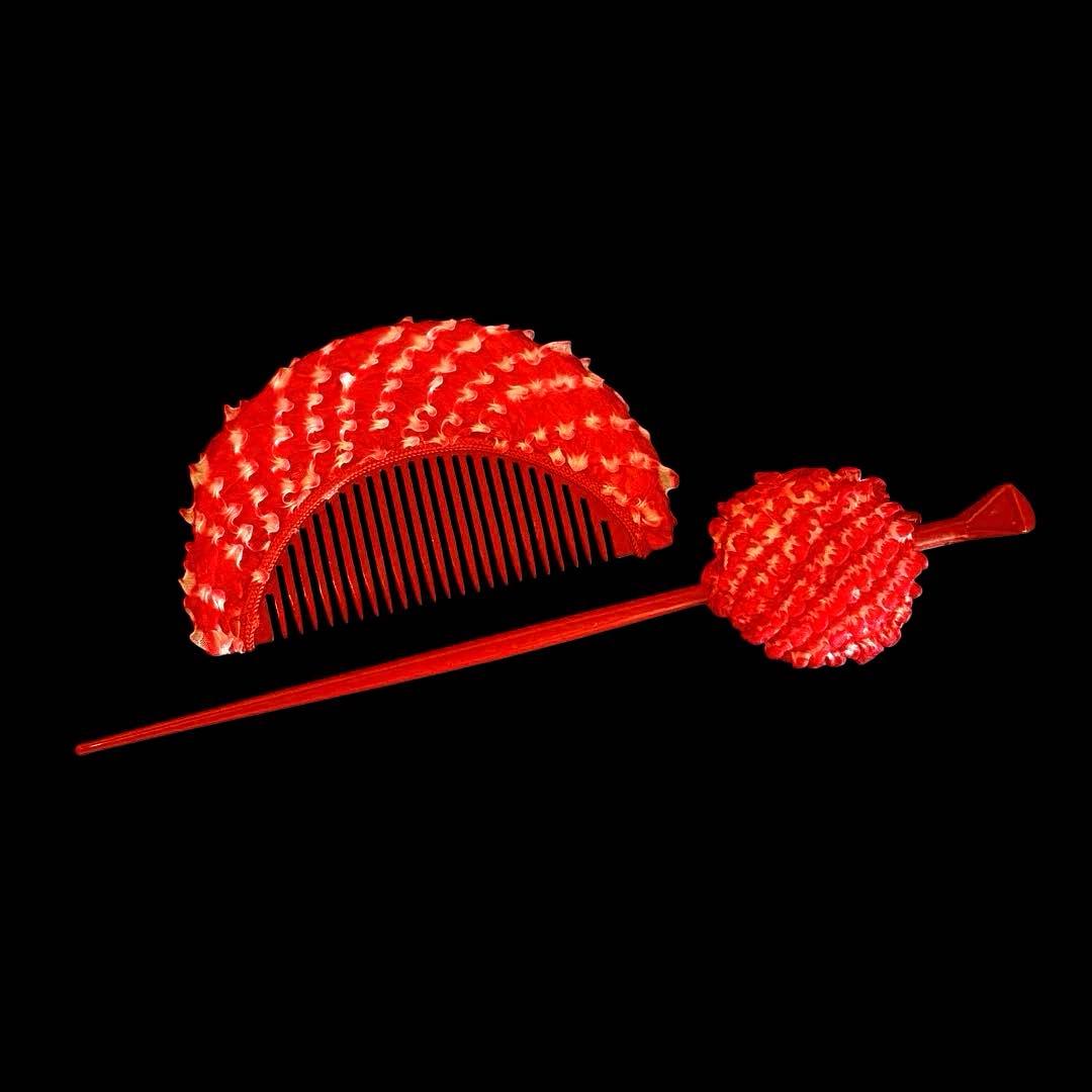 日本髪 髪飾り 七五三 (赤×ピンク) ３～５歳