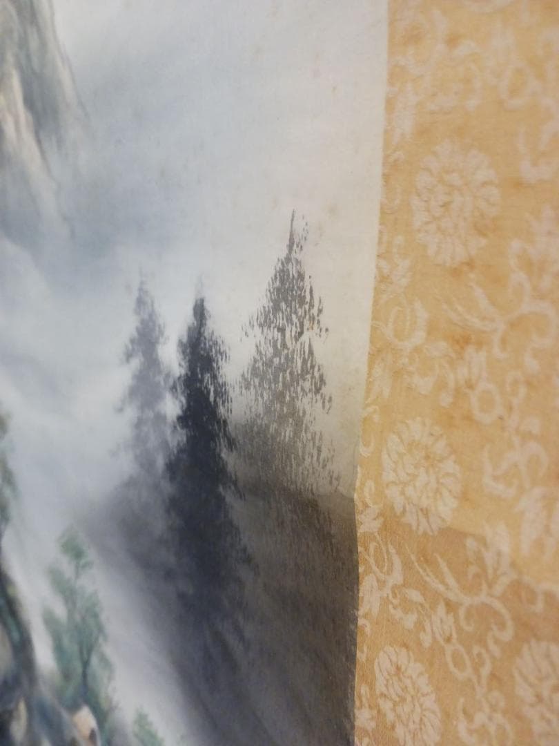 山水図 掛軸 落款有 肉筆 山水画 水墨画 風景画 和室床の間飾り