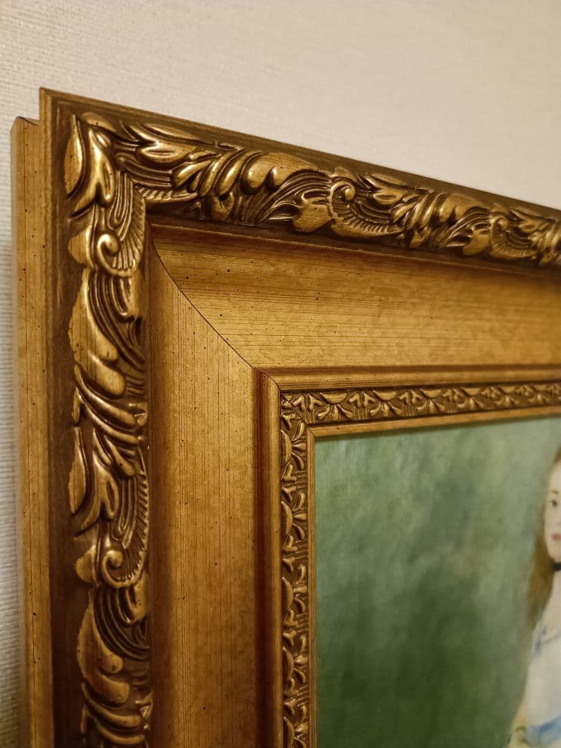 バレリーナの油彩画 金色フレーム