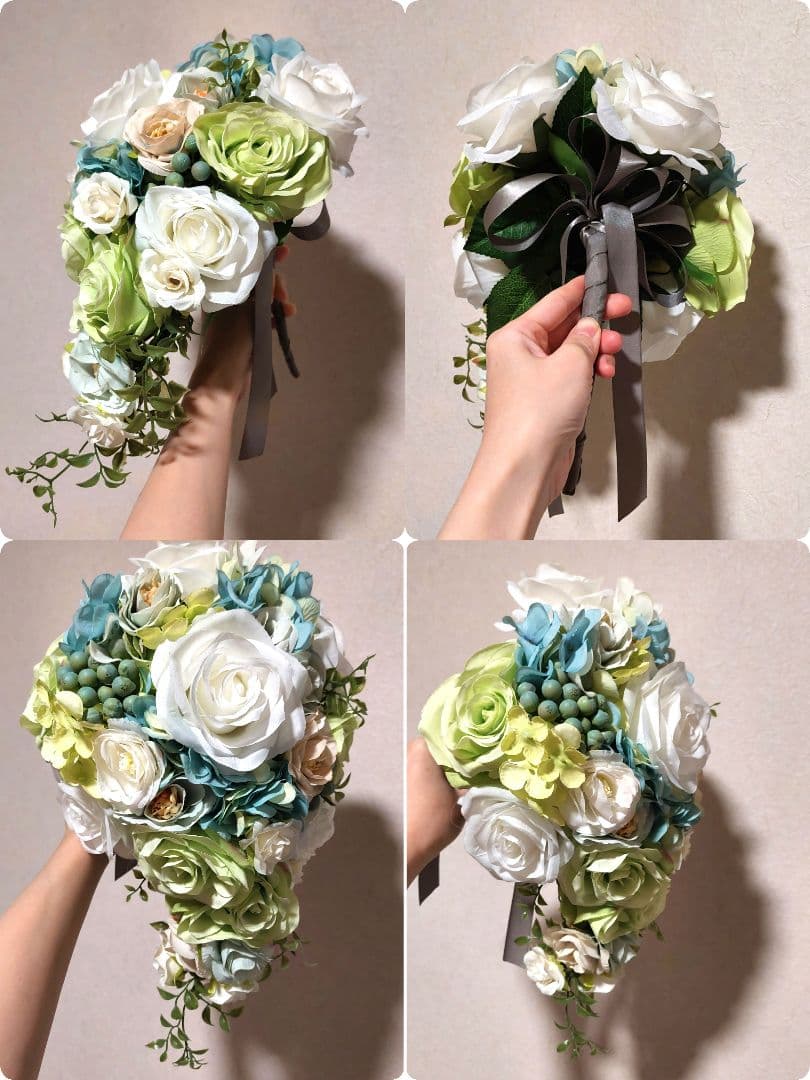 前撮り　ブーケ ブートニア 毛氈 髪飾り ガーランド