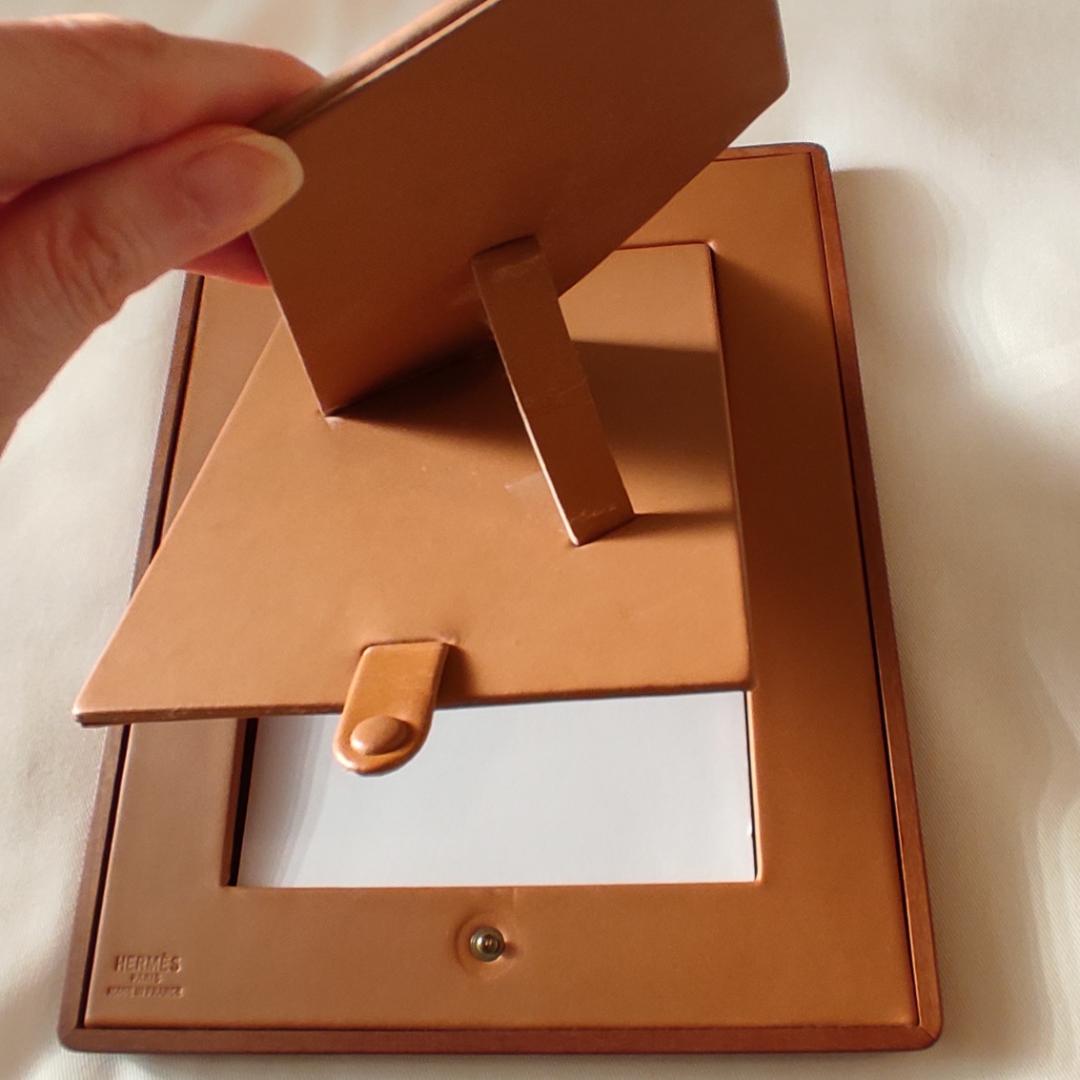 【希少】HERMES フォトスタンド　マホガニーラッカー　ステッチ模様