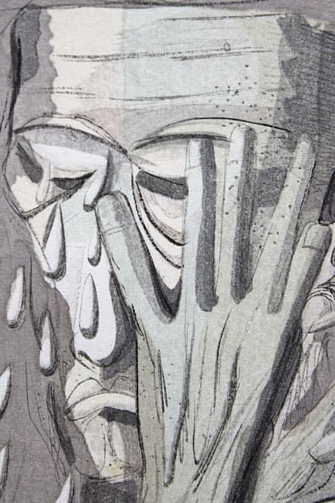 東郷青児 【泣いてる男】 1958年 木版画