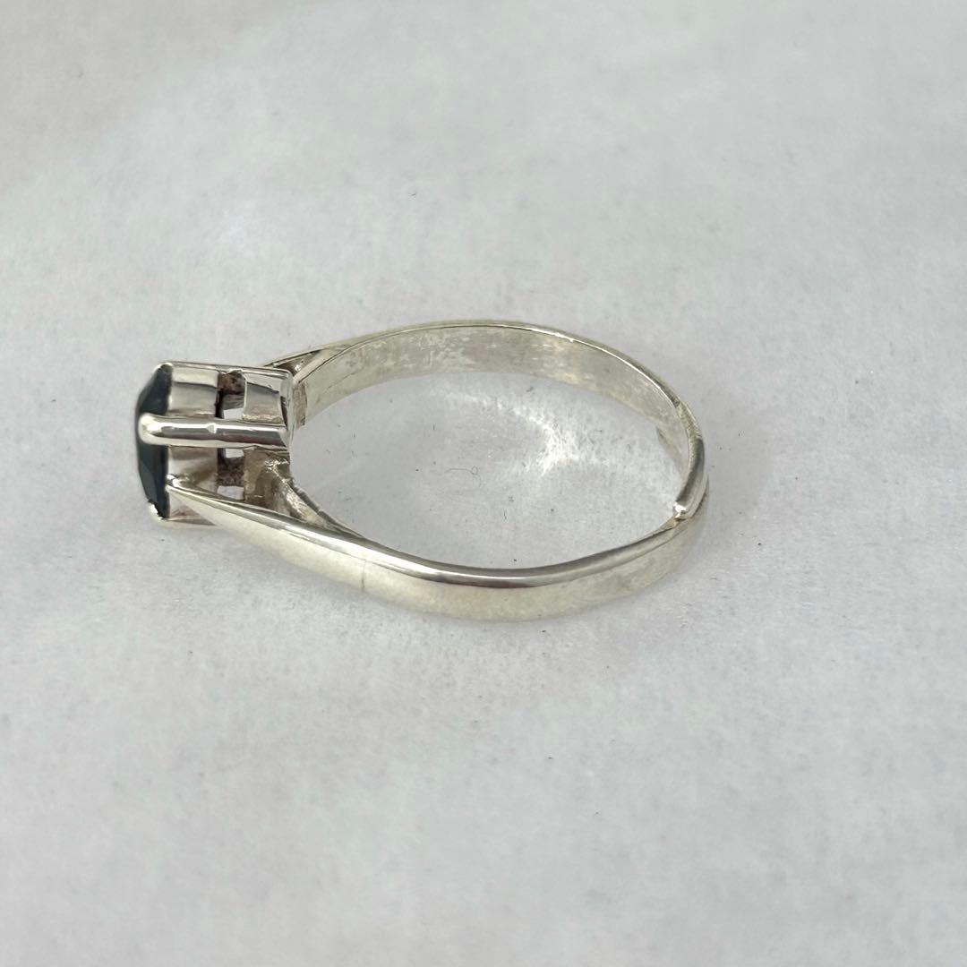 天然サファイア 濃紺ディープブルー 一点物 SV925リング フリーサイズ20号