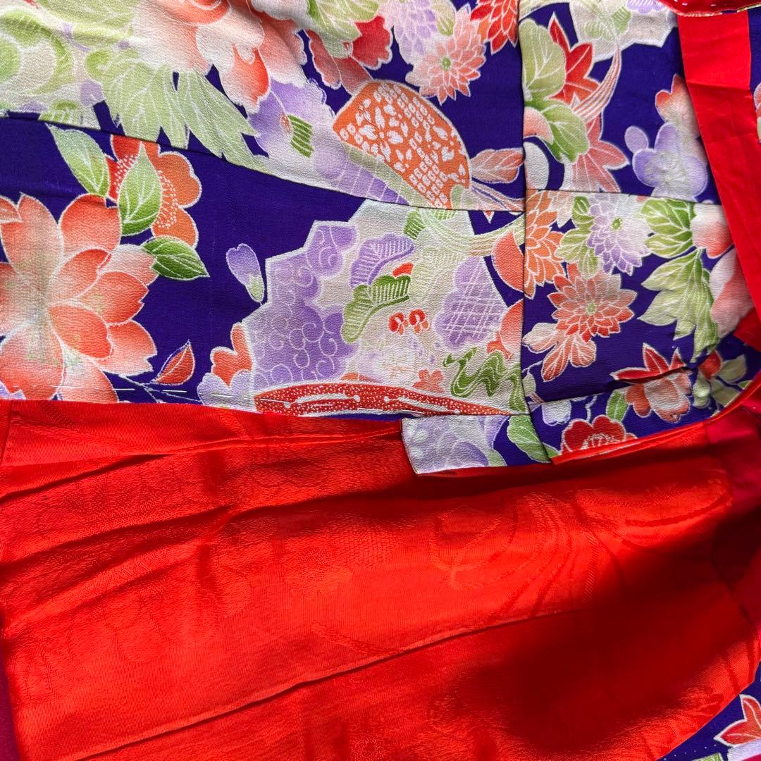 市松人形 15号(52cm)サイズの着物　比翼仕立て　紫　淡い色の花　11