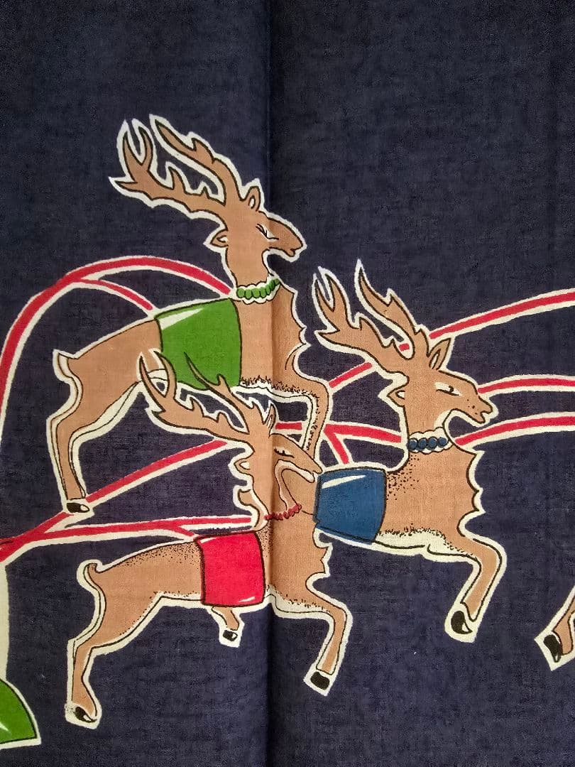 イタリア155cm アンティーク市サンタクローステーブルクロスクリスマスレトロ