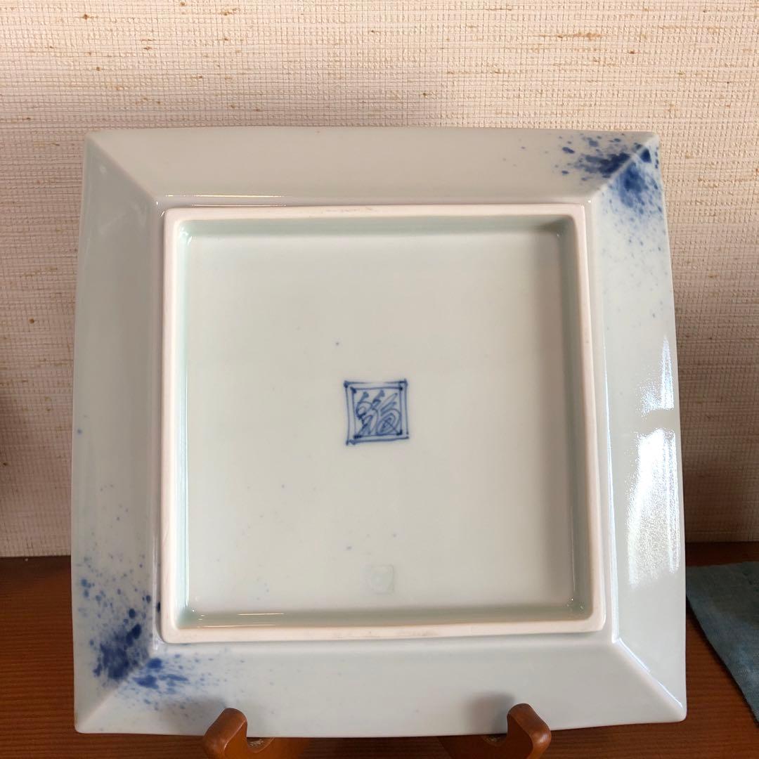 有田焼　福泉窯　濃菊文 七寸正角皿