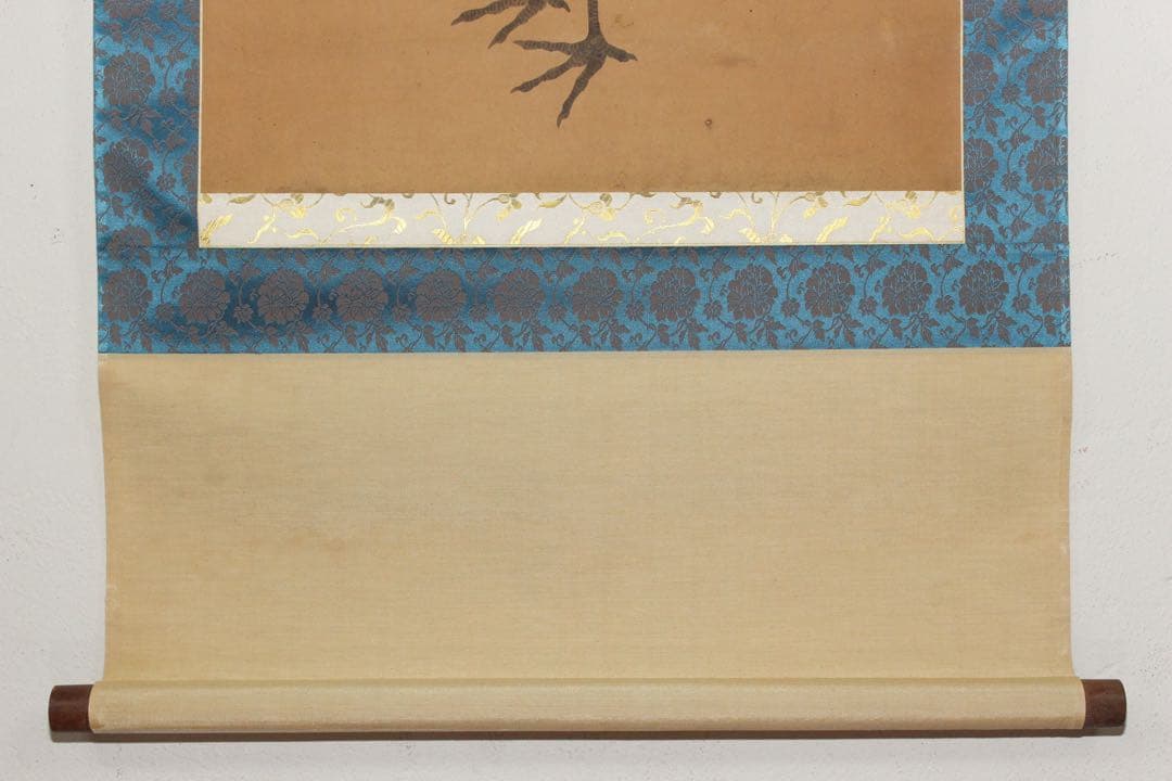 No5649掛軸　在銘　南弍　双鶴若松図　紙本着色　合箱　日本画　花鳥　送料無料