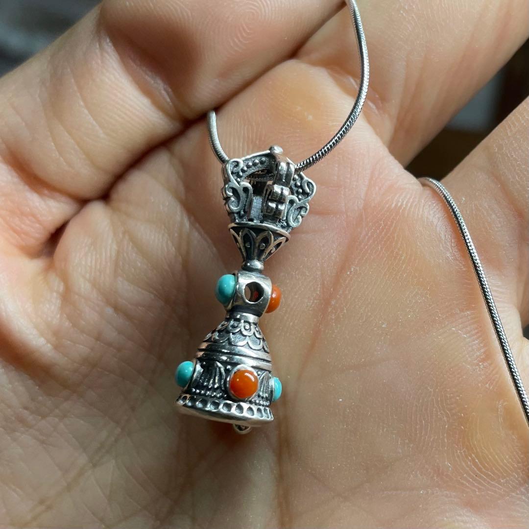 天然石ネックレス　ターコイズ　ナンホーン瑪瑙　赤青　6pcs SV925刻印