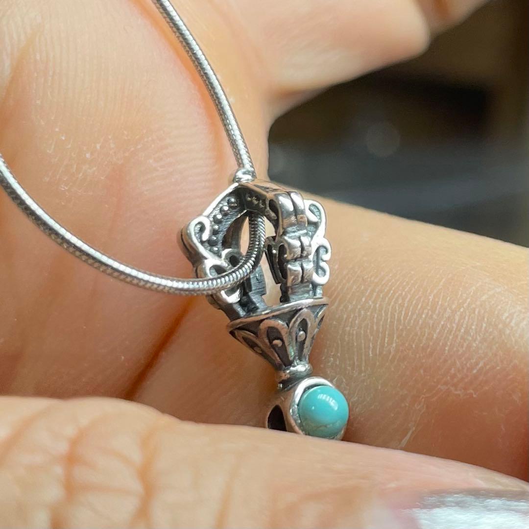 天然石ネックレス　ターコイズ　ナンホーン瑪瑙　赤青　6pcs SV925刻印