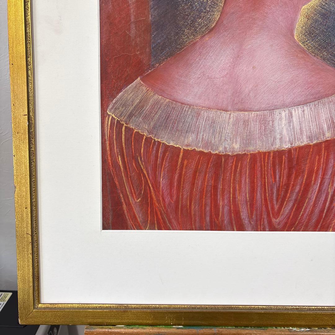 画家　串田都美雄　色鉛筆　水彩画 後ろ姿の女性 A4サイズ