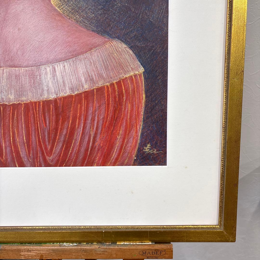 画家　串田都美雄　色鉛筆　水彩画 後ろ姿の女性 A4サイズ