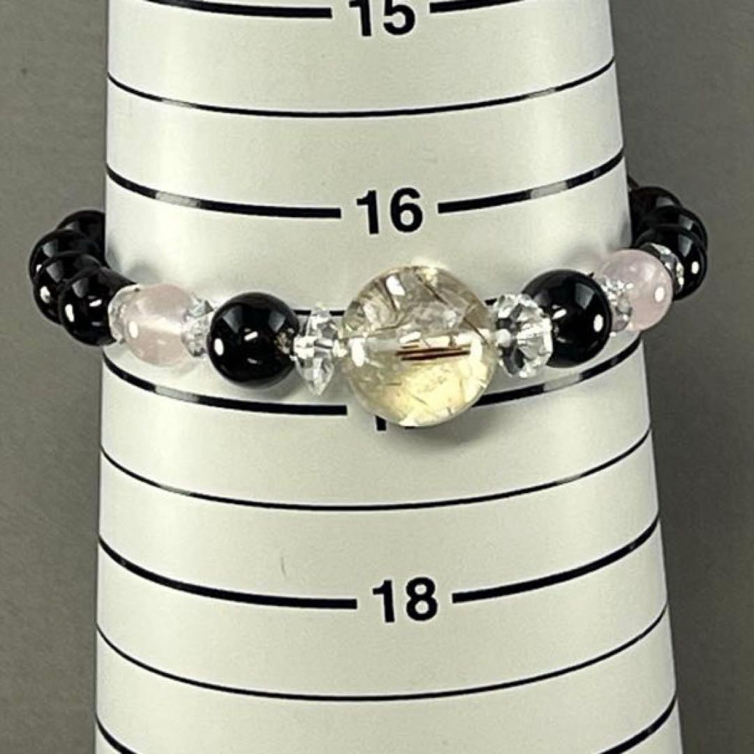 BRY1014⭐️レッドルチル・ガーネット・ローズクォーツブレス⭐️高品質天然石