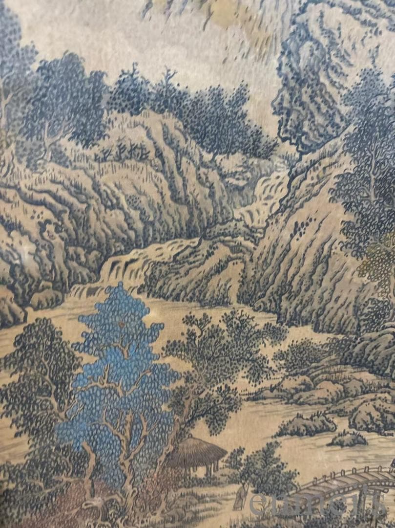中国古美術『范寛款 山水画』絹布 在銘 三尺中堂画 掛軸 表装済 北宋様式 模写