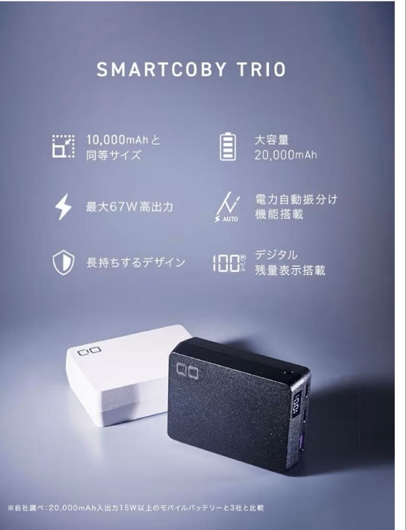 CIO smartcoby trio 67W 20,000mAh PSE認証品