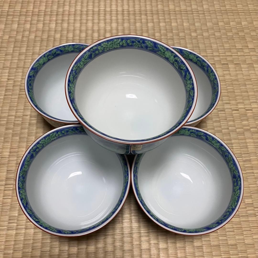 美濃焼 庫山窯 青華緑彩 どんぶり 丼 5個セット 未使用
