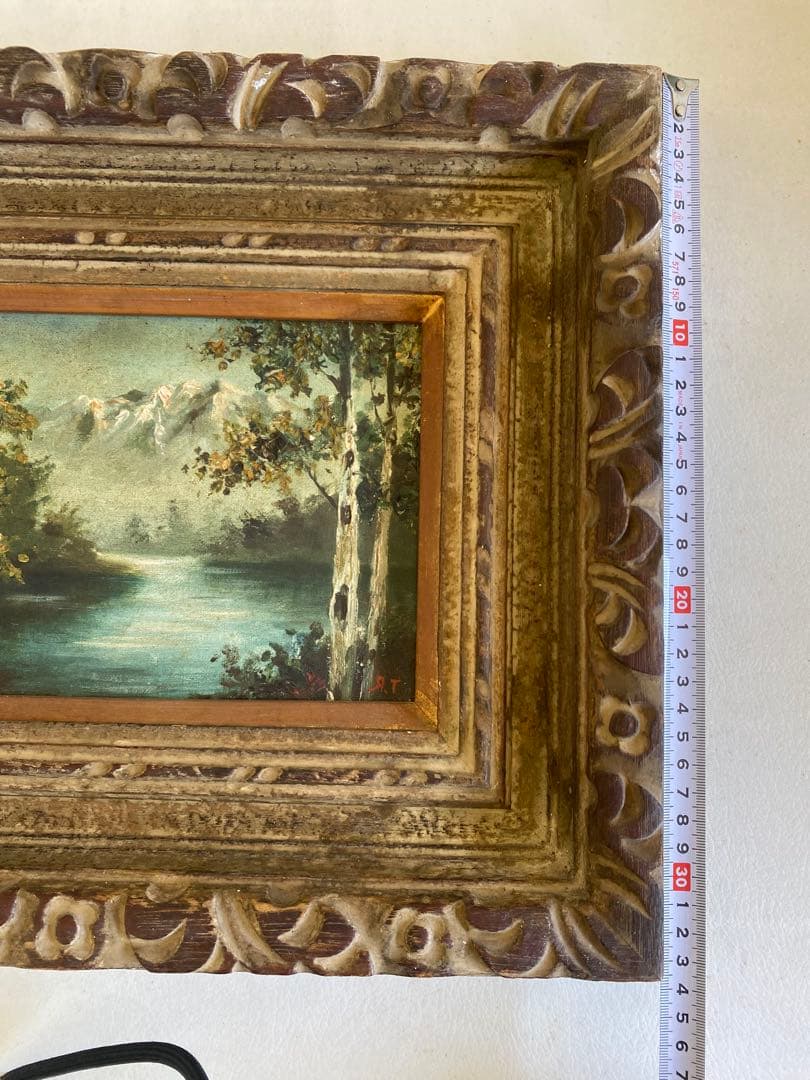 油彩画　風景画　絵画　油絵　アンティーク　フレーム　額縁　ヴィンテージ