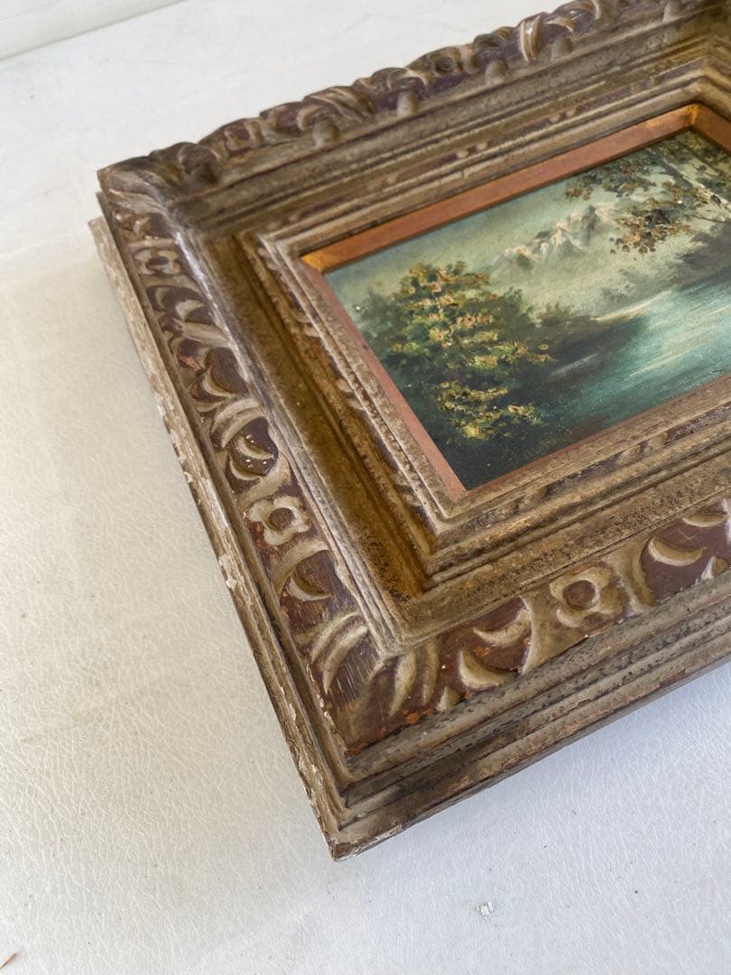 油彩画　風景画　絵画　油絵　アンティーク　フレーム　額縁　ヴィンテージ