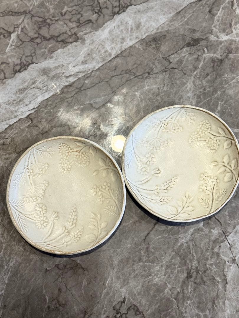 【お値下げ】わかさま陶芸　青緑色円形ボウル皿・クリーム色皿・取り皿5点セット