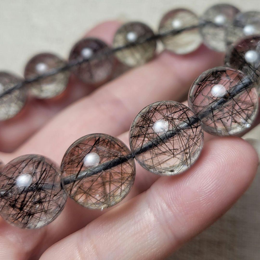 ⑤ブラックブロンズルチルクォーツブレスレット